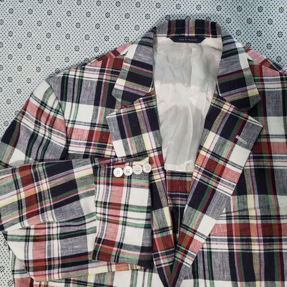 Brooks Brothers Other - Brooks Brothers 1818 Madison L Multi-Color Madras Plaid Linen Sport Coat Blazer